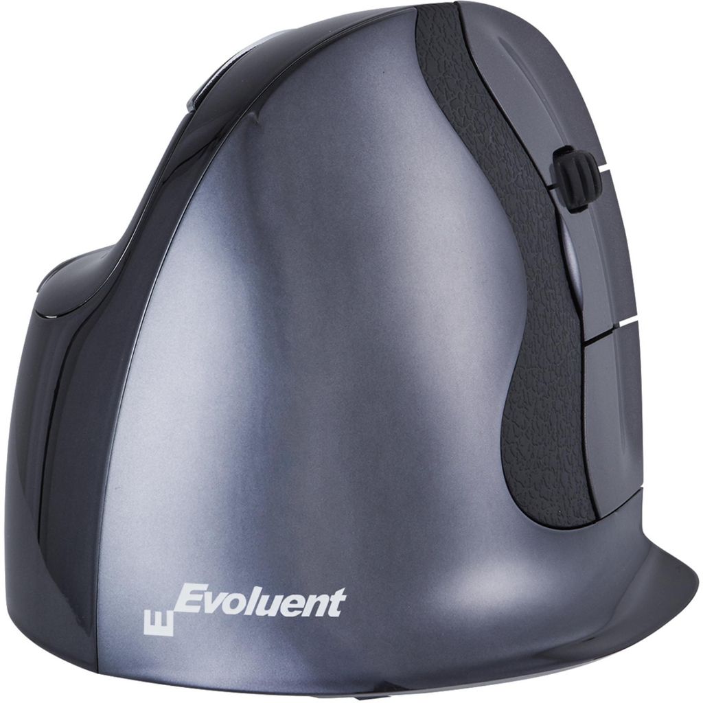 Bakker Evoluent D - rechts - Vertikale Ausführung - Laser - RF Wireless - 3200 DPI - Schwarz - Grau - Silber