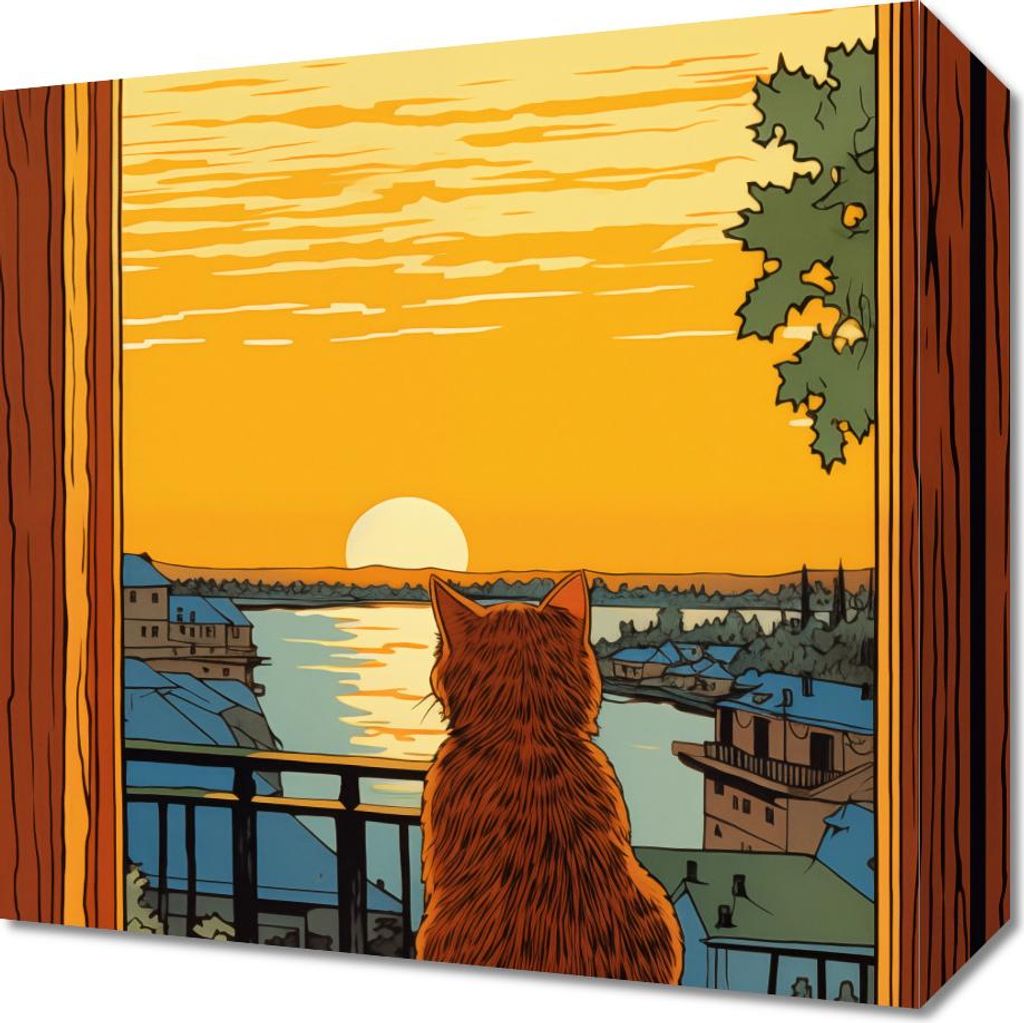 Bild 30x30cm Sonnenuntergang durch Katzenaugen