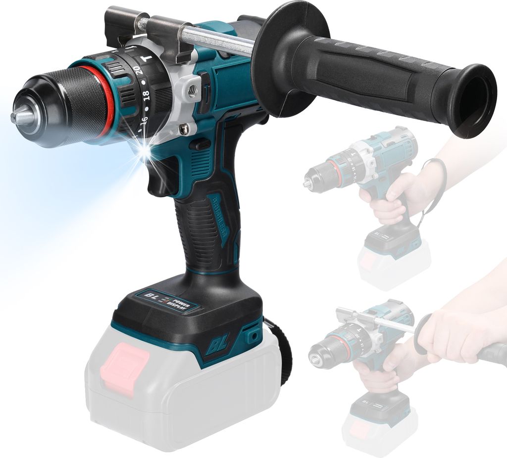 13 mm wiederaufladbarer buerstenloser Motor Elektrische Schlagbohrmaschine Akku-Schraubendreher Multifunktionale elektrische Bohrmaschine Hand-Schr...