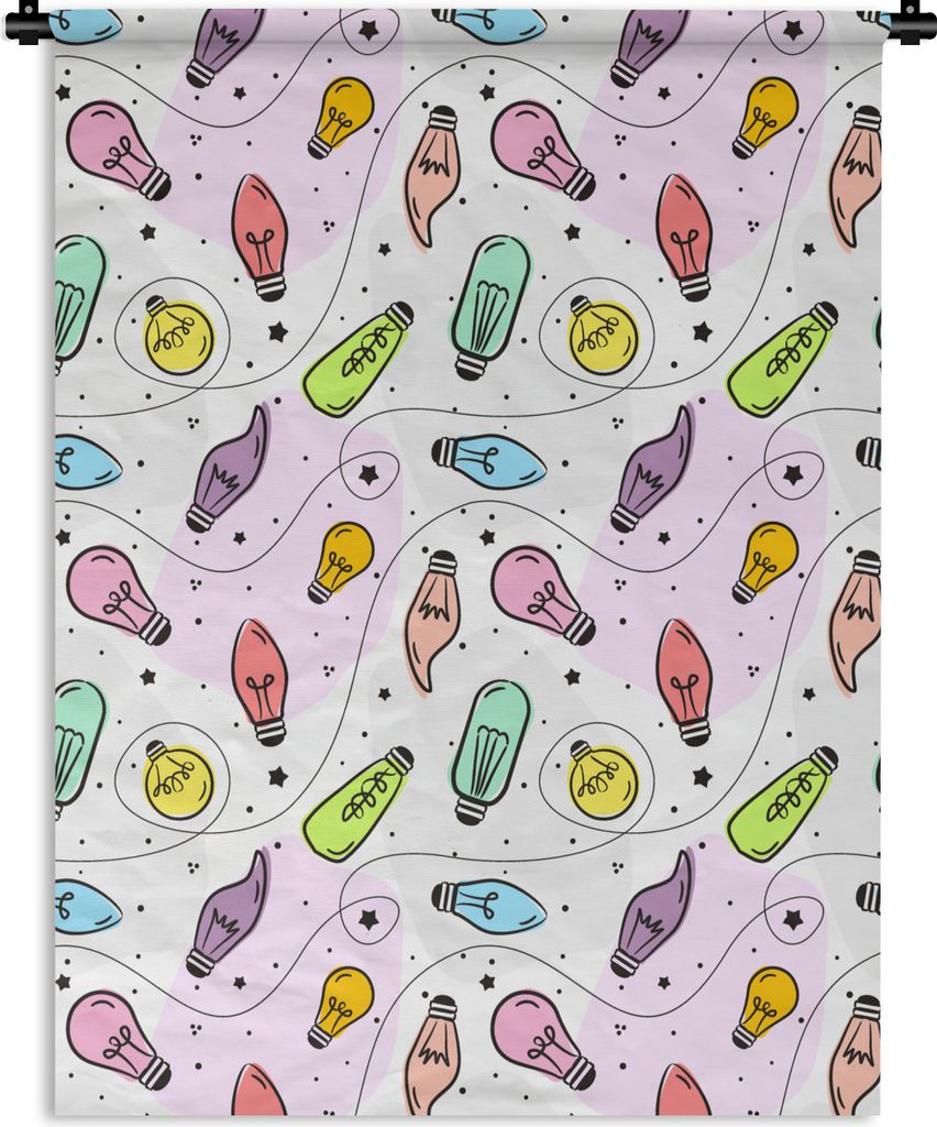 MuchoWow Wandteppich Wandbehang Pastell - Regenbogen - Lampe - Muster 120x160 cm Tapisserie Dekoration Wandtuch - Wohnzimmer - Moderne