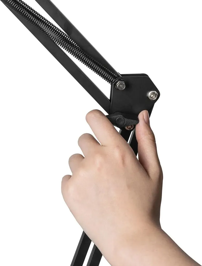 Bras de bureau pour streaming avec fixations micro, lampe et écran PC - 10