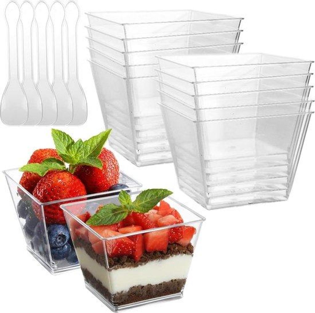 Klaroptische Dessertgläser - Einsetzpack von 100, 100ml - Perfekt für Geburtstage, Ehejubiläen, Pudding, Eiscremes und Mousse