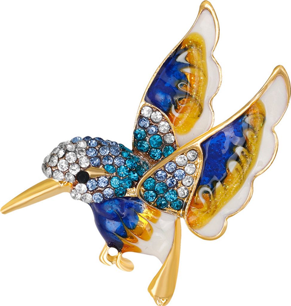 Mode Vogel Strass Legierung Damen Brosche Pin Kleid Pullover Kleidung Ornament-Blau