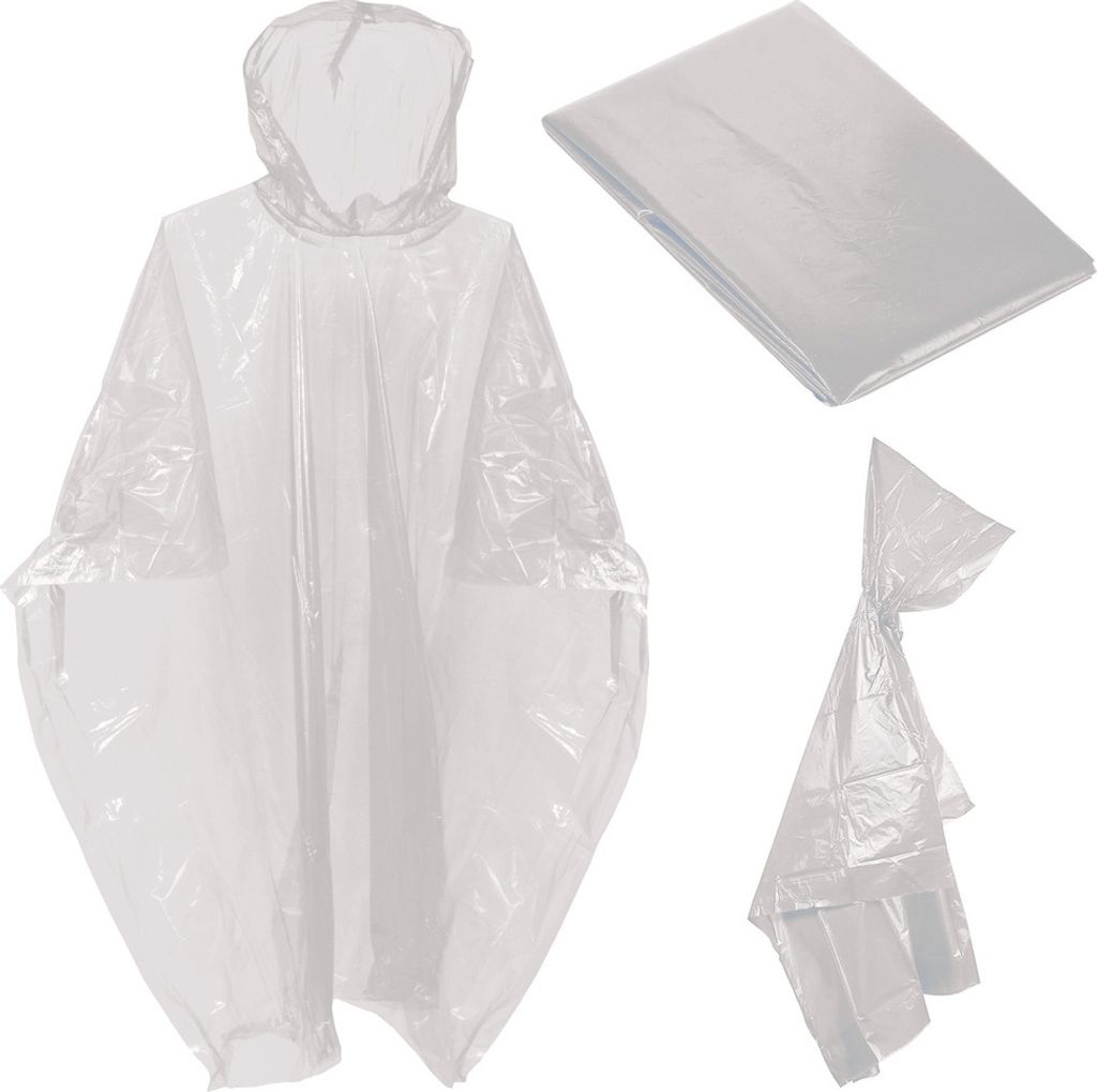 Weißer Regenponcho wasserabweisend mit Kapuze, leicht & Produktbild 
