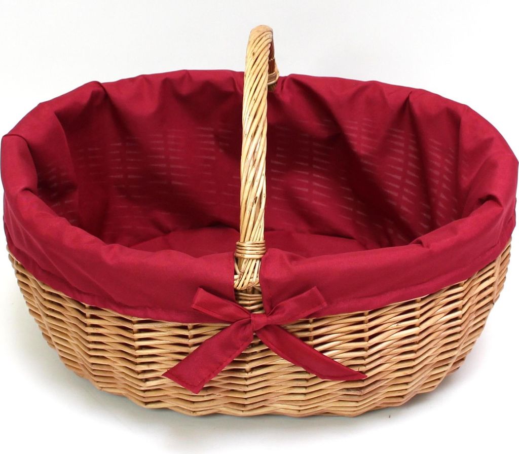 Cestino in vimini 47x36cm con inserto in tessuto rosso Immagine del prodotto 