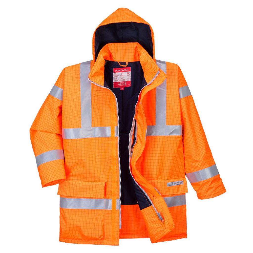 Portwest S778 Wasserdichte Multisafe Warnschutz Jacke, antistatisch und flammhemmend Orange Gr. M