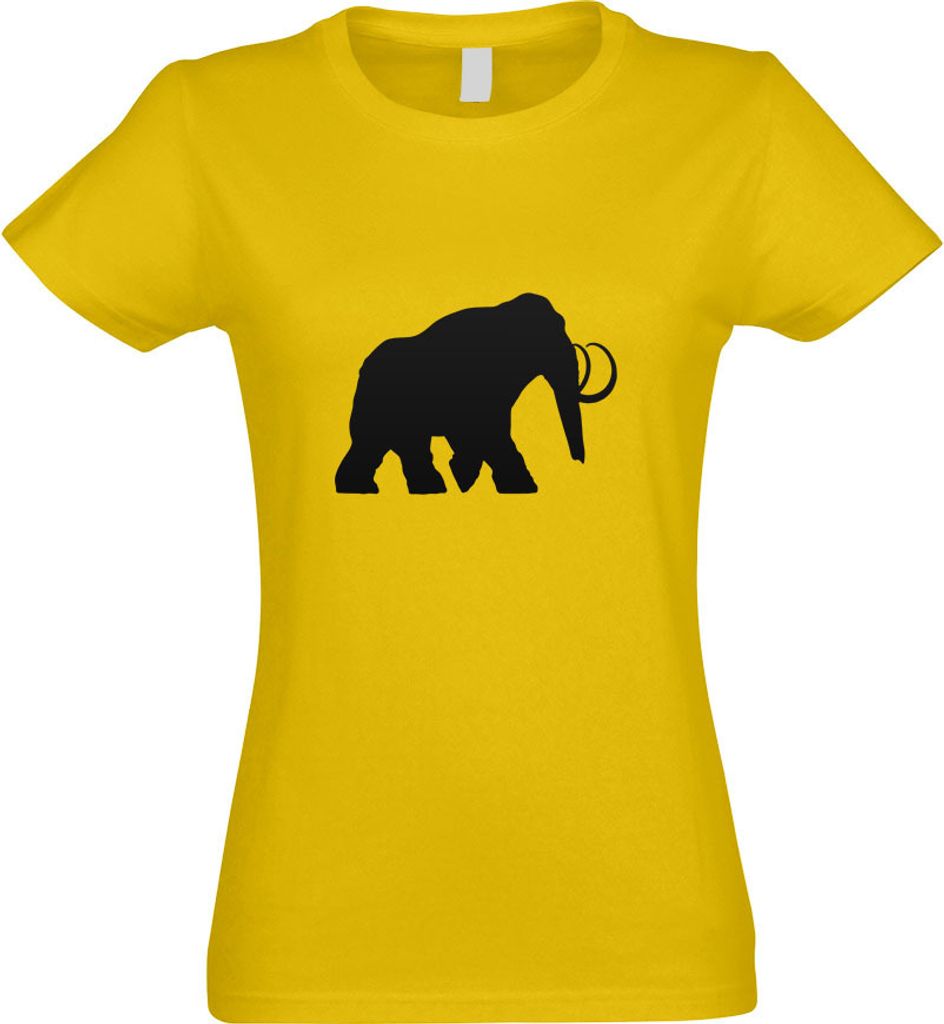 Kiwistar - T-Shirt tailliert - Damen - gelb - Mammut Rüsseltiere Elefant - mit Motiv Bedruckt - Funshirt Design - Sport - Freizeit - Damen - XXL