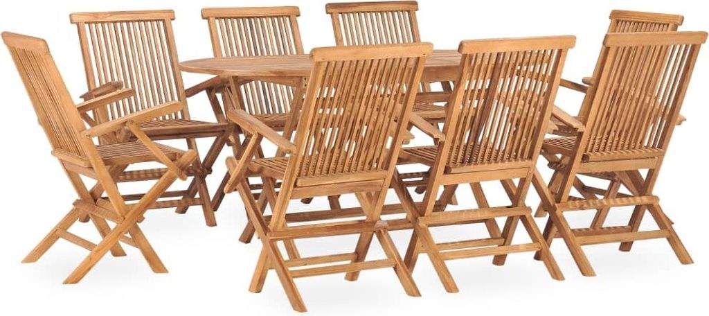 9-tlg. Garten-Essgruppe Klappbar Massivholz Teak , Gartenmöbel-Sets Design 2024