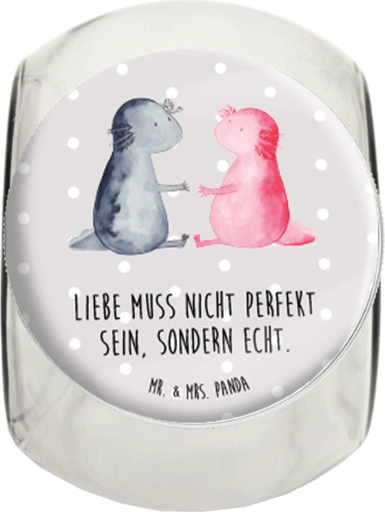 Mr. & Mrs. Panda Kaffeedose Axolotl Liebe XL 2000ml - Grau Pastell - Geschenk, Lebensmittelbehälter, Molch, Bonboniere, Schwanzlurch, Valentinstag...