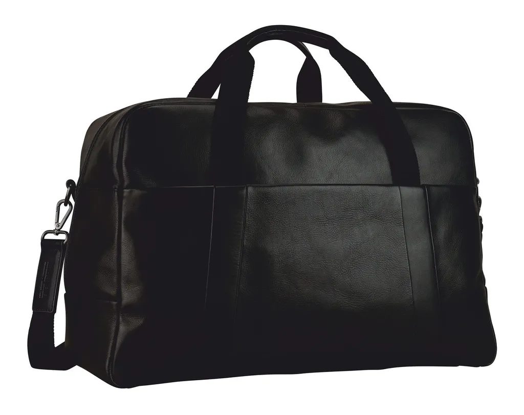 Sac de voyage en cuir noir anti-pliure idéal pour cabine d'avion