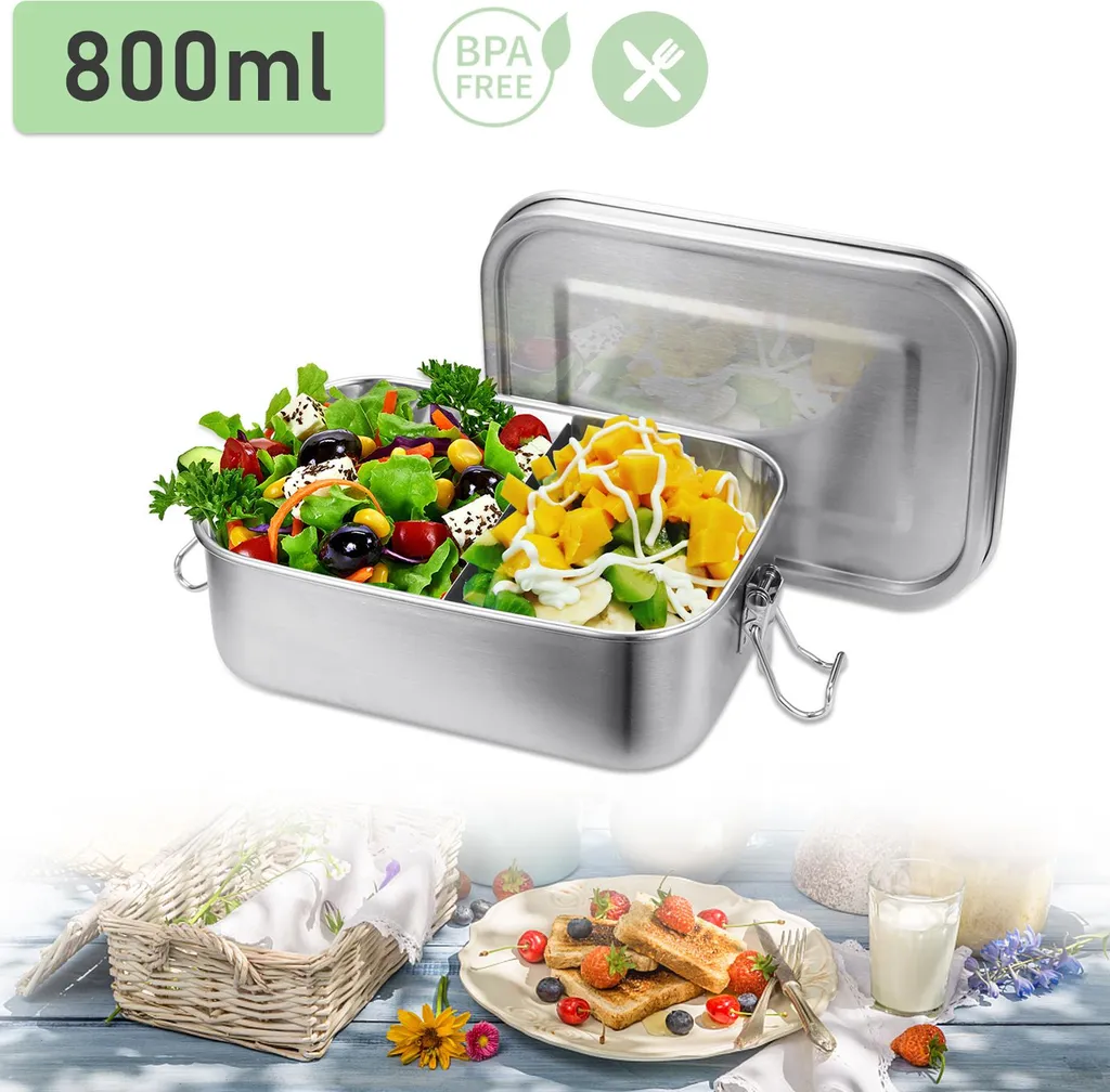 Wolketon 800ml lunch box in metallo lunch box contenitore termico lunch box in acciaio inox BPA free