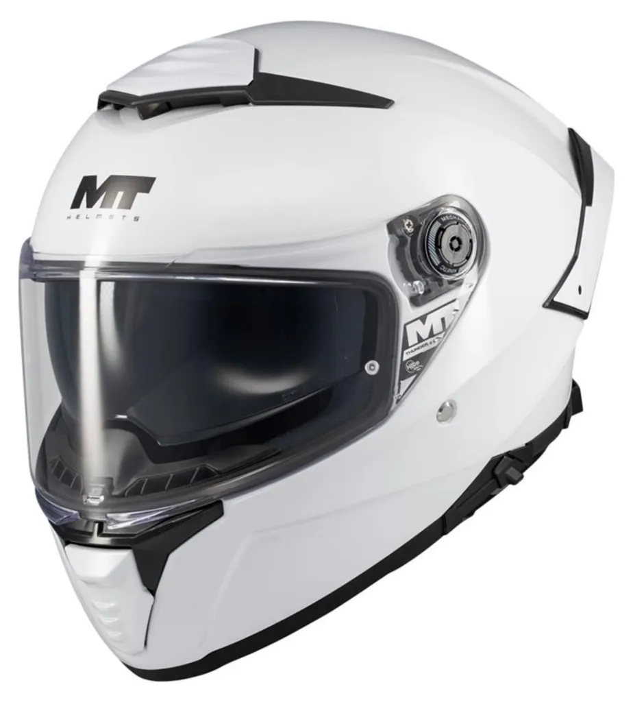 Mt Helmets Thunder 4 Sv Pure Blanc Casque avec Écran Solaire Intégré Taille M