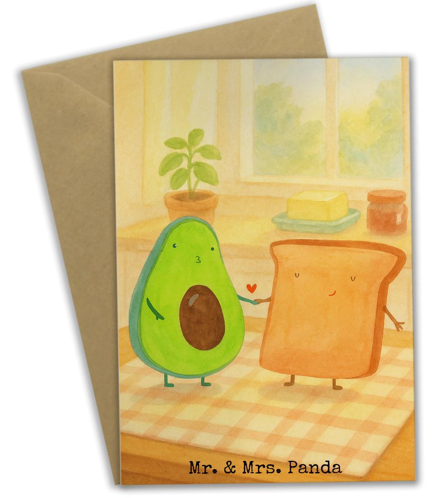 Mr. & Mrs. Panda Klappkarte Avocado Toast Design - Weiß - Geschenk, Toastbrot, Hochzeitsgeschenk, einladungskarten, Liebe, osterkarten, hochzeitsk...