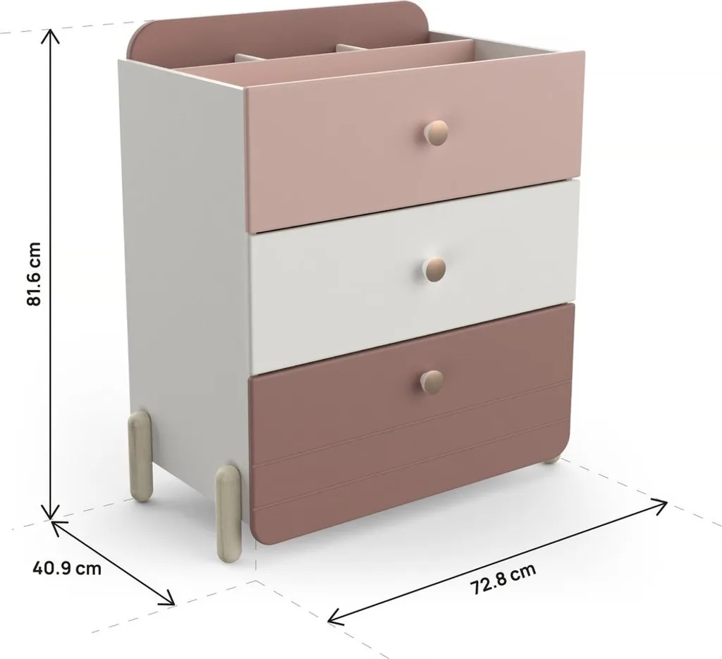 Meuble de rangement bicolore Janne : commode enfant rose et blanche - 4