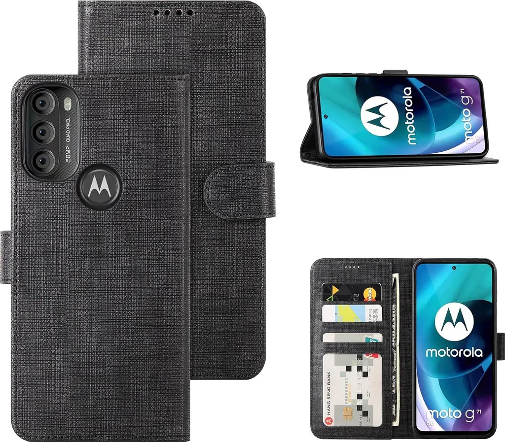 Housse à clapet Motorola Moto G71 5G noir : Étui de protection chic