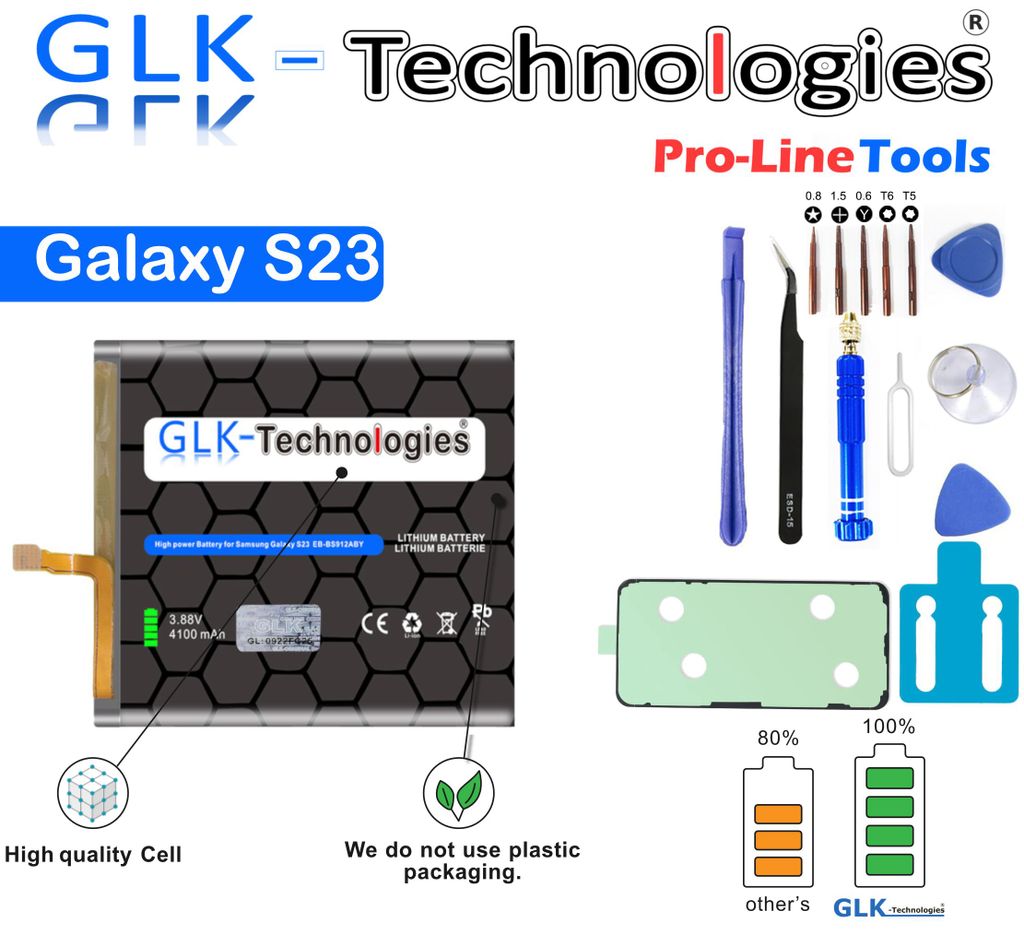 GLK-Technologies für Original Samsung Galaxy S23 Akku Batterie EB-BS912ABY 4100 mAh 2025 B.j