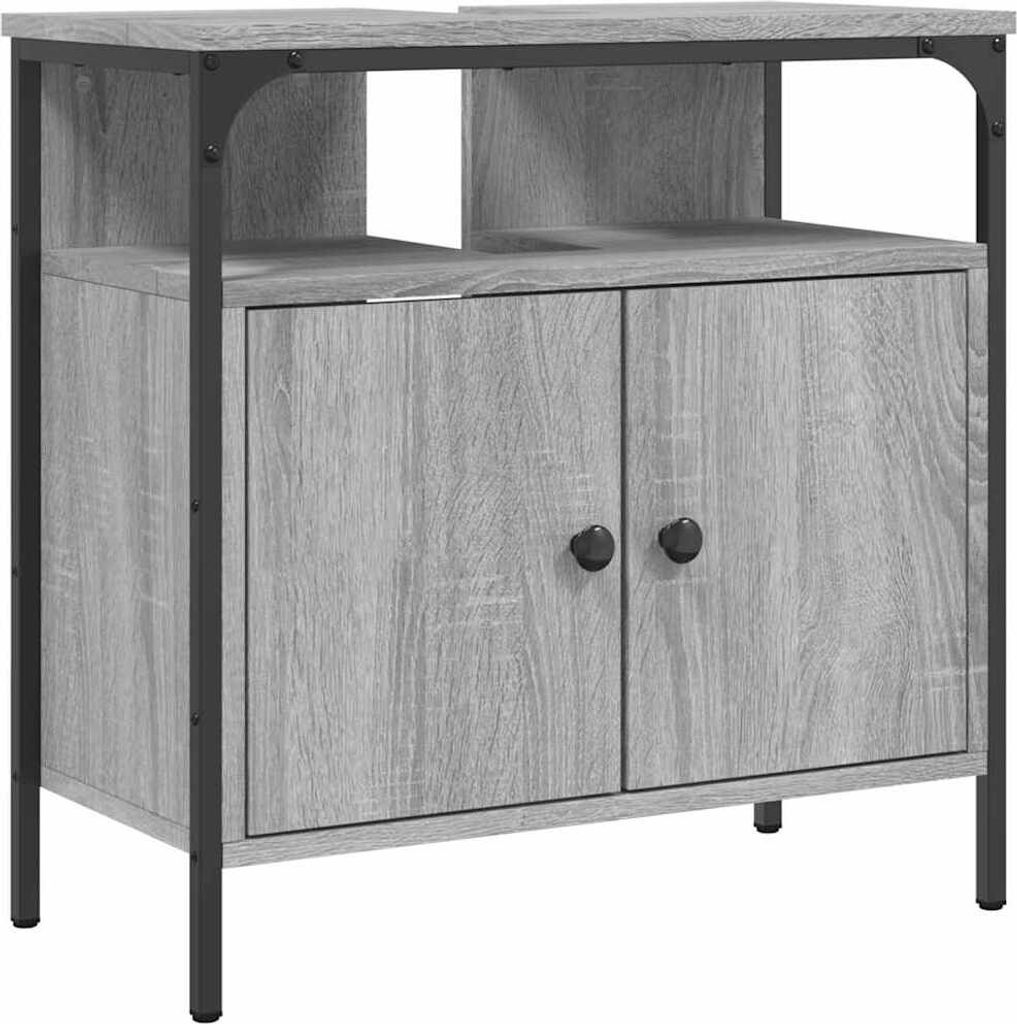 vidaXL Waschbeckenunterschrank Grau Sonoma 60x30x60 cm Holzwerkstoff