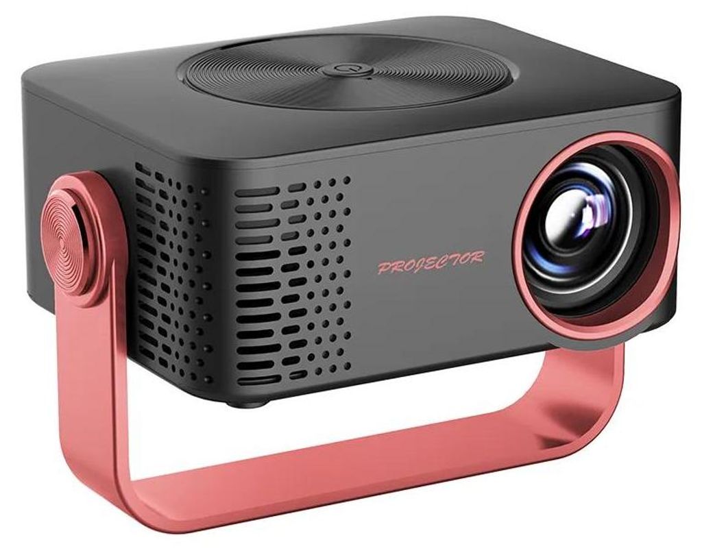 1080p Mini Beamer - T4 LED WLAN Projektor - Full HD - HDMI USB - Tragbar - Für Handy & Laptop - Heimkino - EU‐Stecker - Rosarot