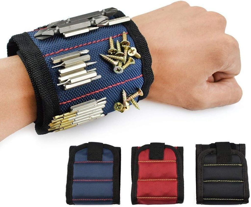 Magnetarmband mit 10 starken Magneten zum Halten von Schrauben, Unterlegscheiben, Scheren, kleinen Werkzeugen und Bohrern – das ideale Geschenk f...