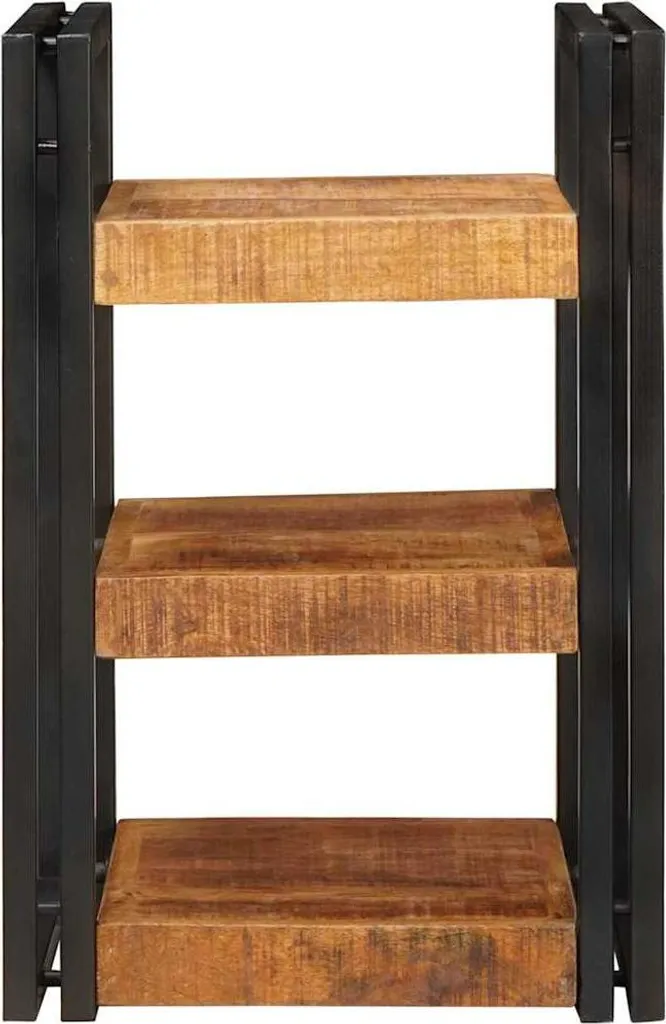 Table de nuit bois de manguier massif et métal structure robuste 58 cm