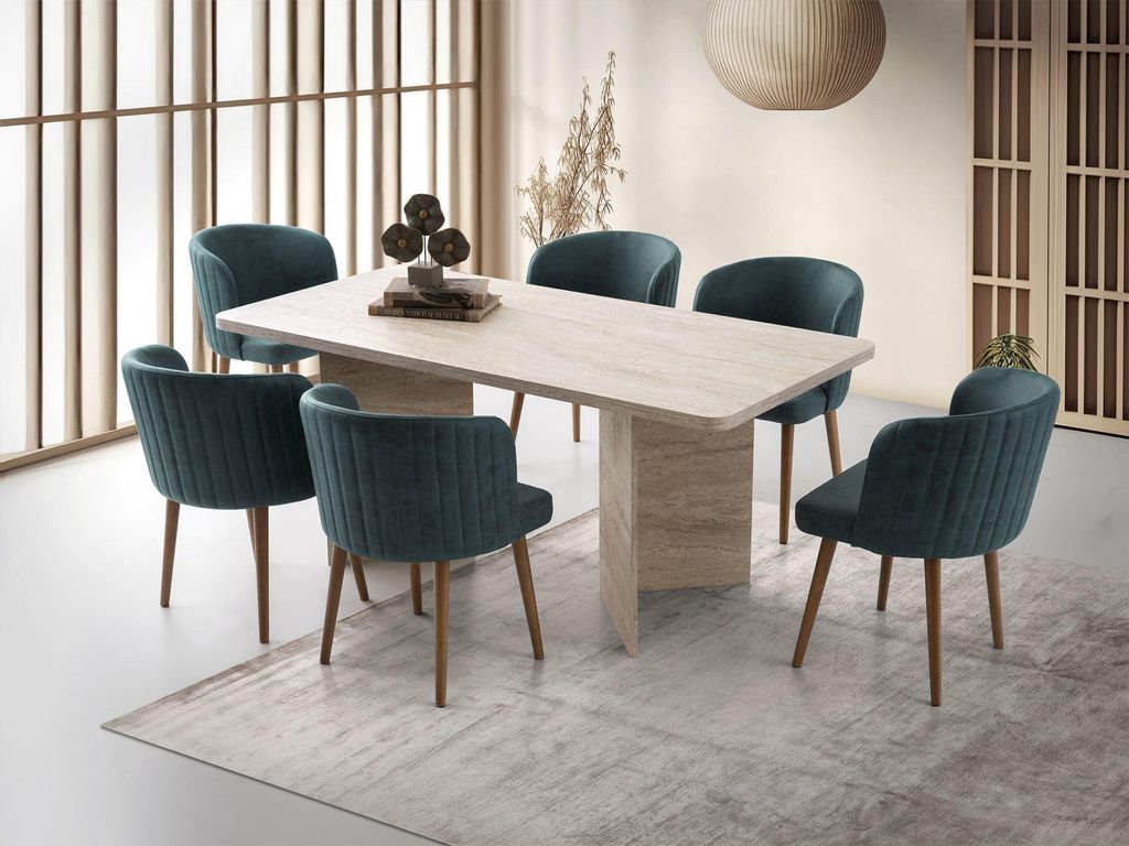 Skye Decor, Loft - 2931, Esstisch, Travertin, 100% MELAMINBESCHICHTETE SPANNPLATTE, 180 x 90 x 77 cm