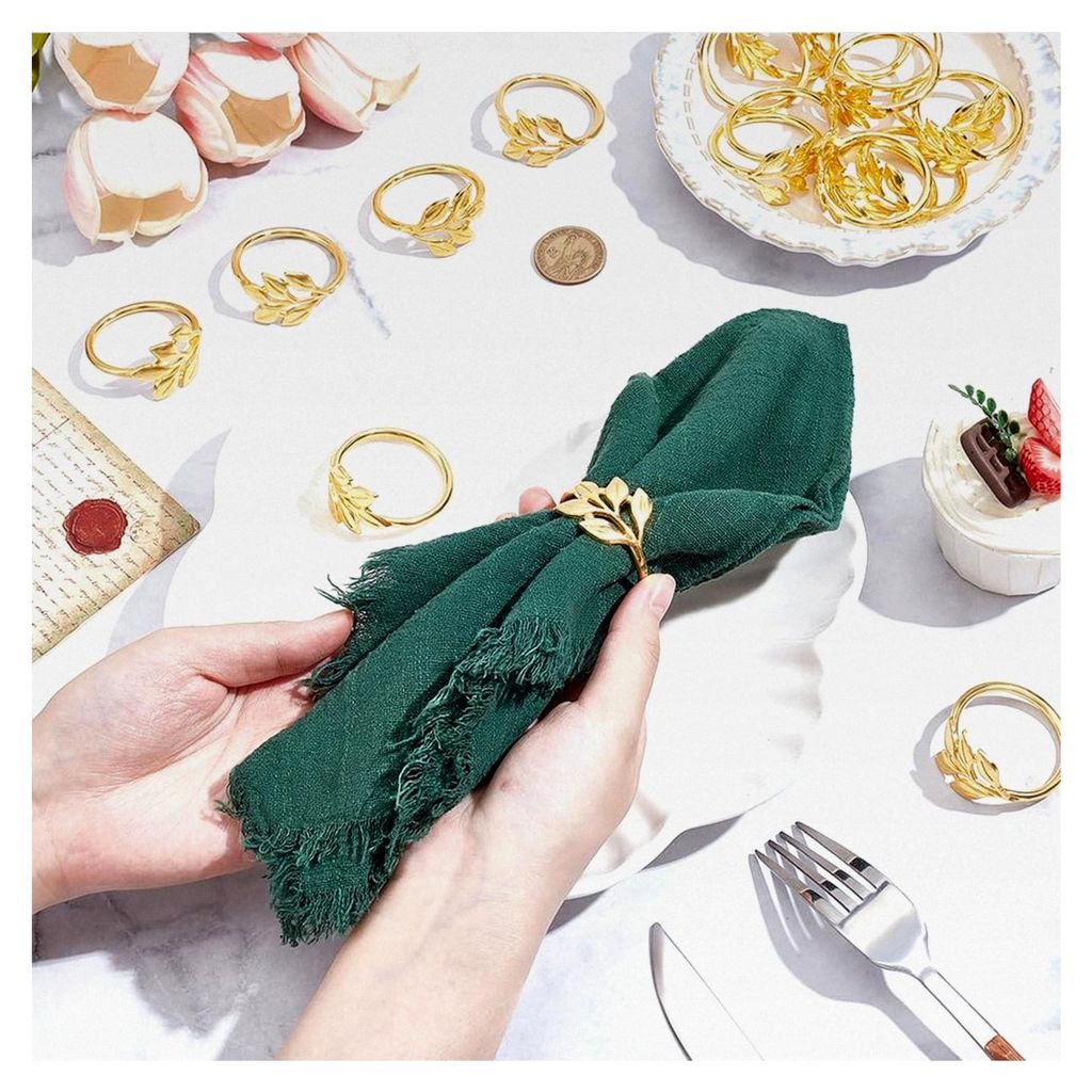 60 Stück Serviettenringe aus Blattgold – Metallene Serviettenringe für Tischdekoration bei Dinner, Banketten, Festessen, Thanksgiving, Weihnach...