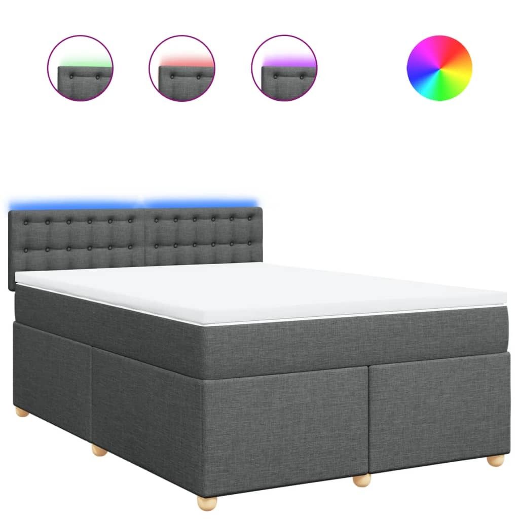 vidaXL Boxspringbett mit Matratze Dunkelgrau 160x200 cm Produktbild 