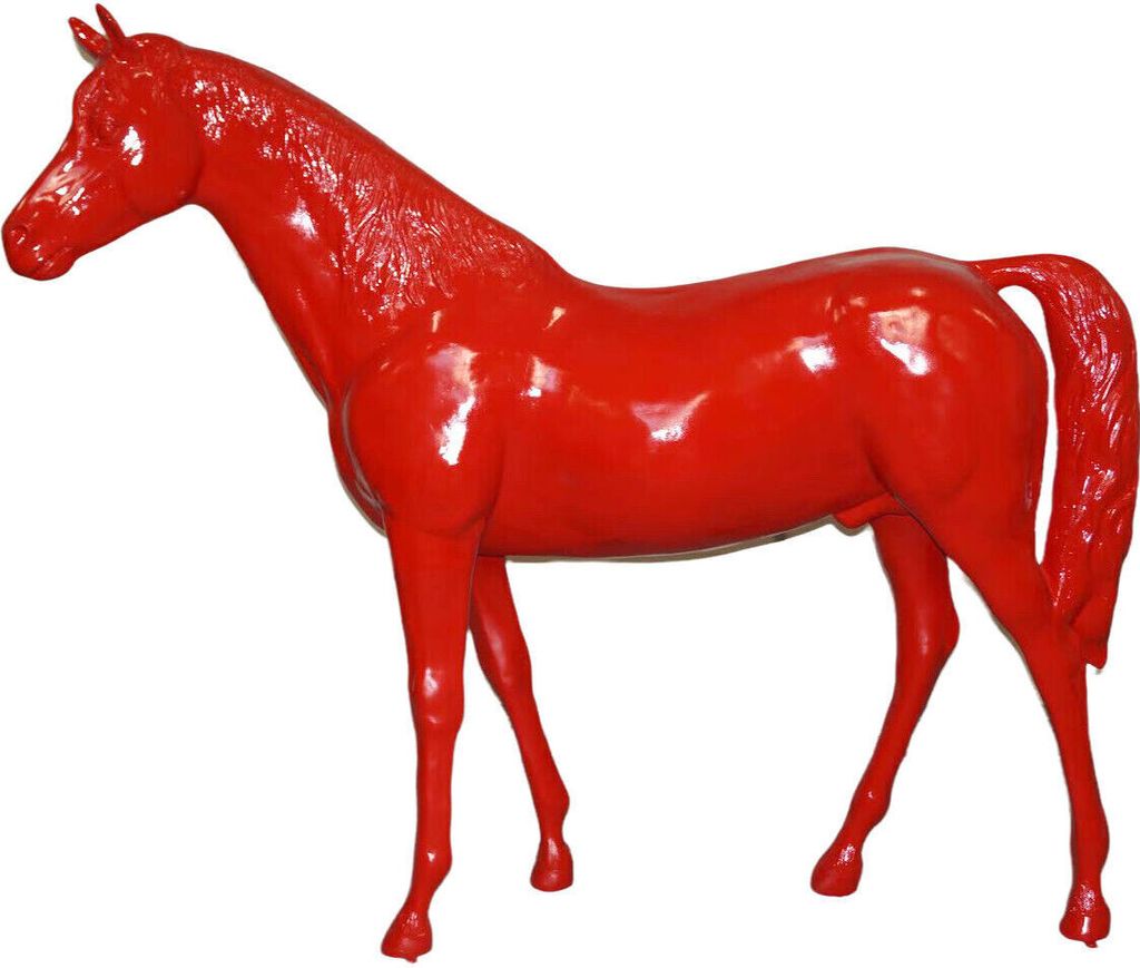 XXL Premium Pferd lebensgross Gartendeko ca. 220cm Garten Deko Figur Farbe: Rot
