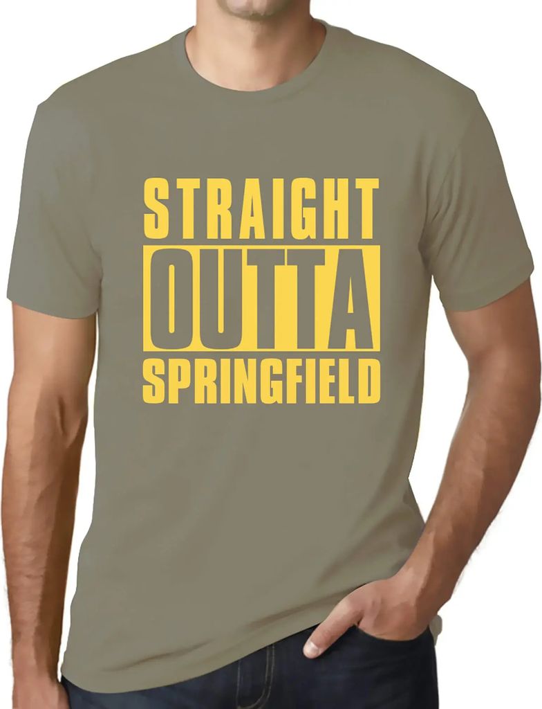 Herren Grafik T-Shirt Straight Outta Springfield Öko-Verantwortlich Vintage Jahrgang Kurzarm Lustige Druck Geburtstag Geschenk Mann