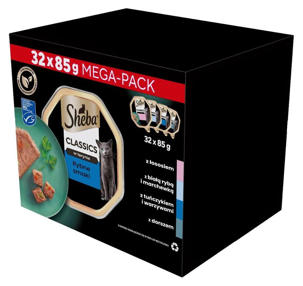 32x85g Sheba Mega Pack mokré krmivo pro kočky v paštice s Obrázek produktu 