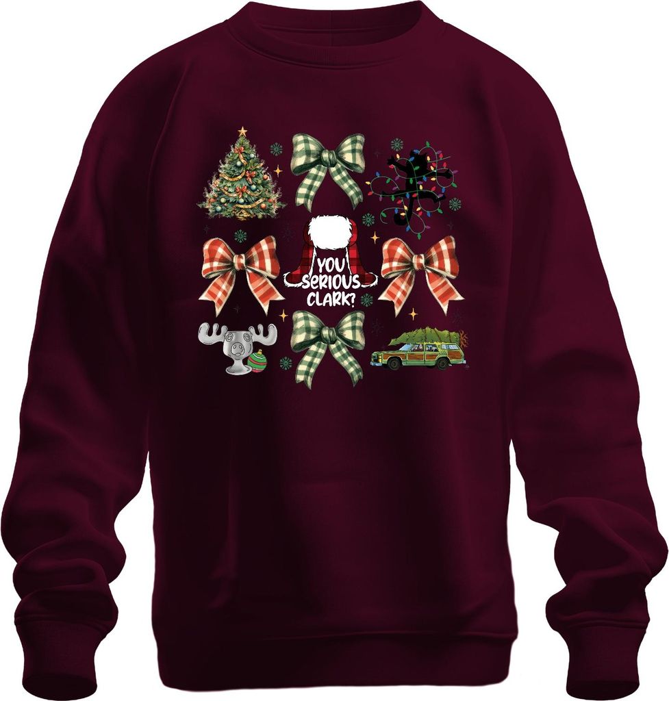 You Serious Clark Weihnachtsbaum Griswold Auto Lichterkette Retro Uni Sweatshirt Pullover, Burgundy, L