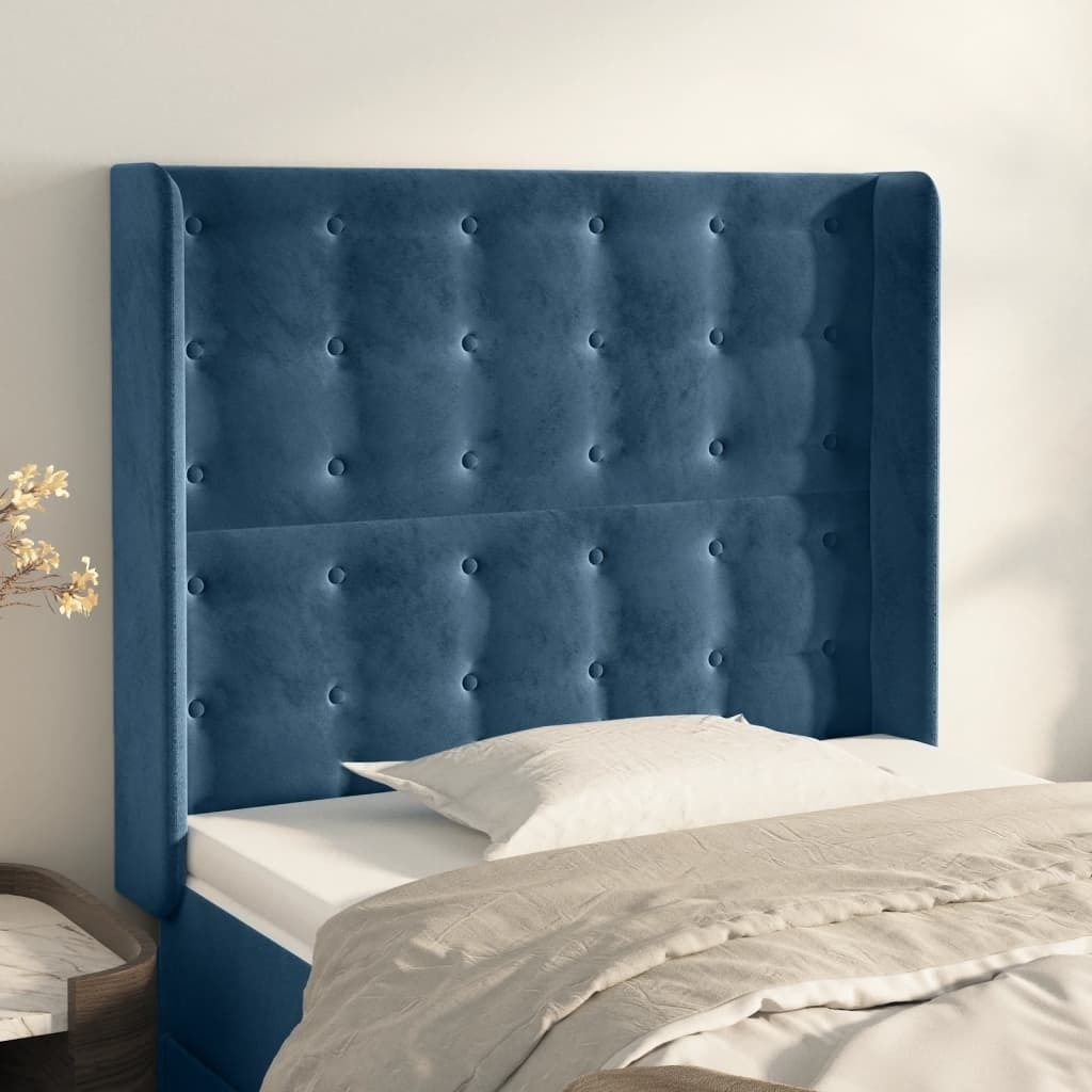Design New Kopfteil mit Ohren Dunkelblau 93x16x118/128 cm Samt Kopfteile CC58497131