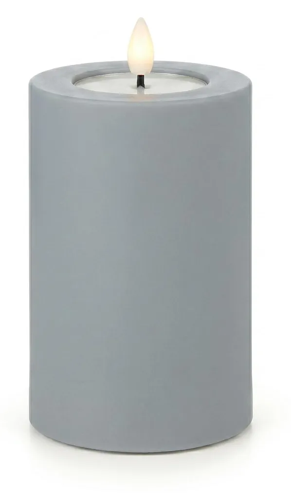 Deluxe Homeart Bougie LED Extérieure Bleu Poudré 15cm Real Flame