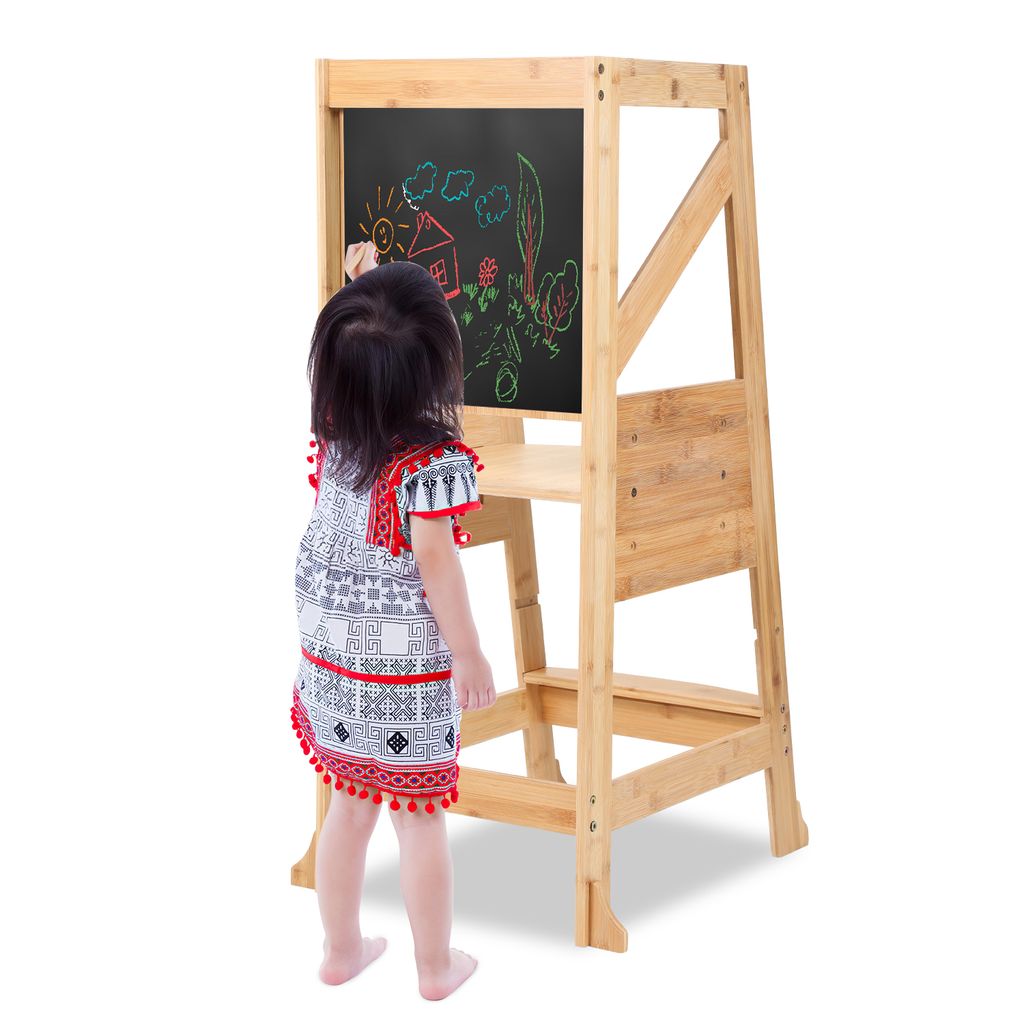 Yakimz Lernturm für Kinder Learning Tower Lernstuhl Hochstuhl Tritthocker 90x49x50 cm 100 kg