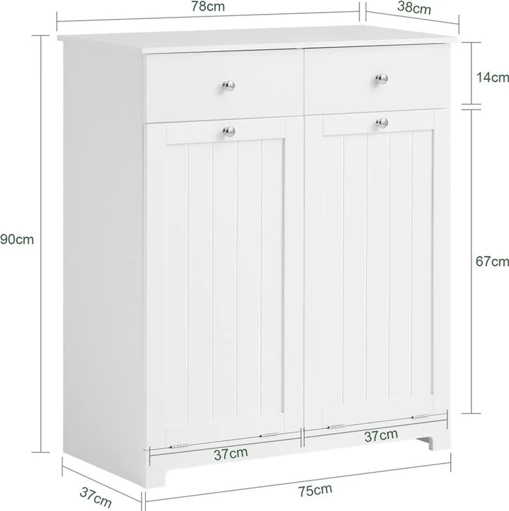 SoBuy BZR33-W Mobile Bagno Bianco - Stile Scandi con Cesti Bucato - 3