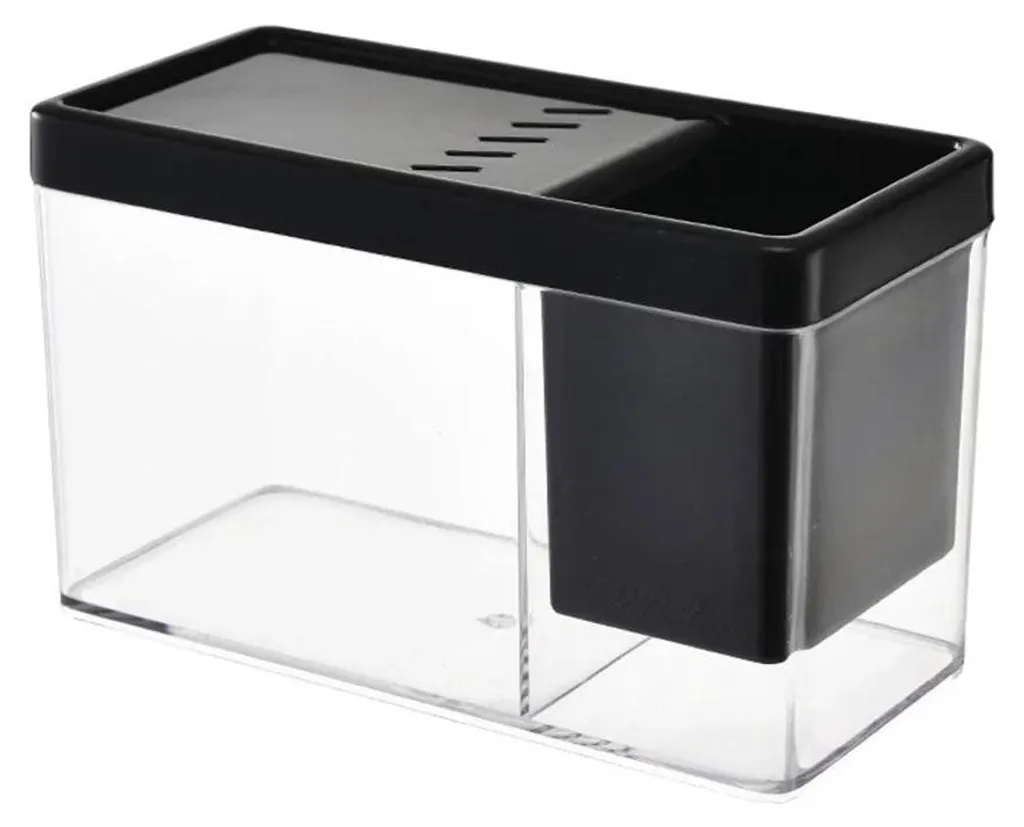 Aquarium Incassable en Plastique Noir pour Décoration Intérieure Zen