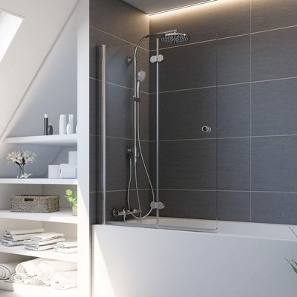 Badewannenfaltwand Breuer 2-teilig Montage Links Chromoptik