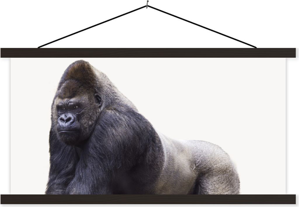MuchoWow Textilposter Gorilla - Tiere - Jungen - Mädchen - Kinder 150x75 cm mit schwarzem Rahmen - Posterleiste
