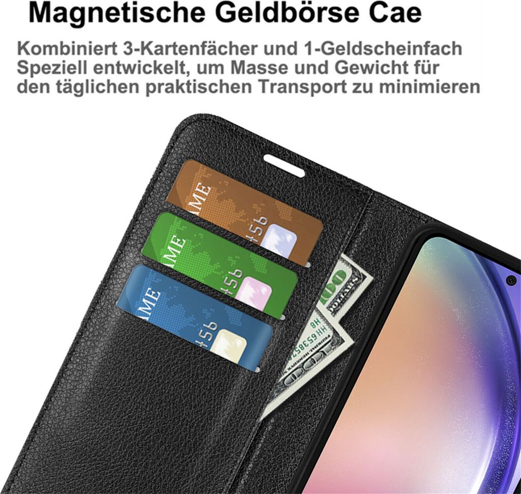 Klapphülle für Samsung Galaxy A55 5G (Schwarz) - Handyhülle Produktbild 7