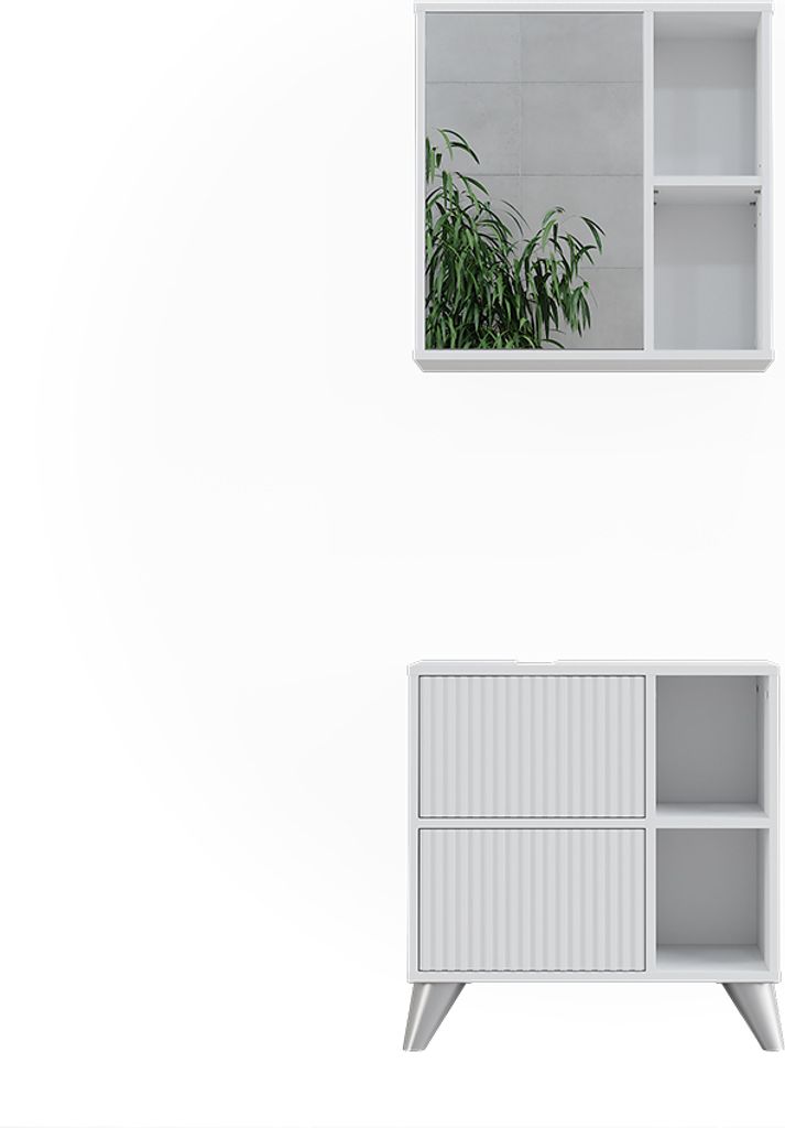 Badmöbel-Set Vicco Leano Weiß 2 Teile, Model 53254