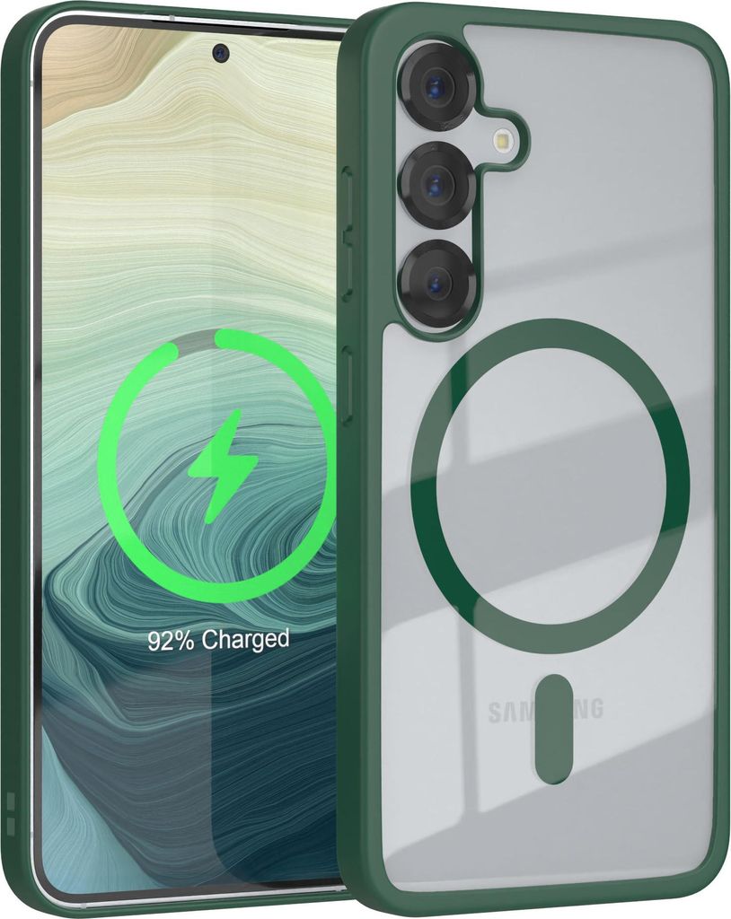 EAZY CASE Clear MagSafe Case für Samsung Galaxy S25, Qi-Charging, Silikon mit Kameraschutz, Bumper Case in