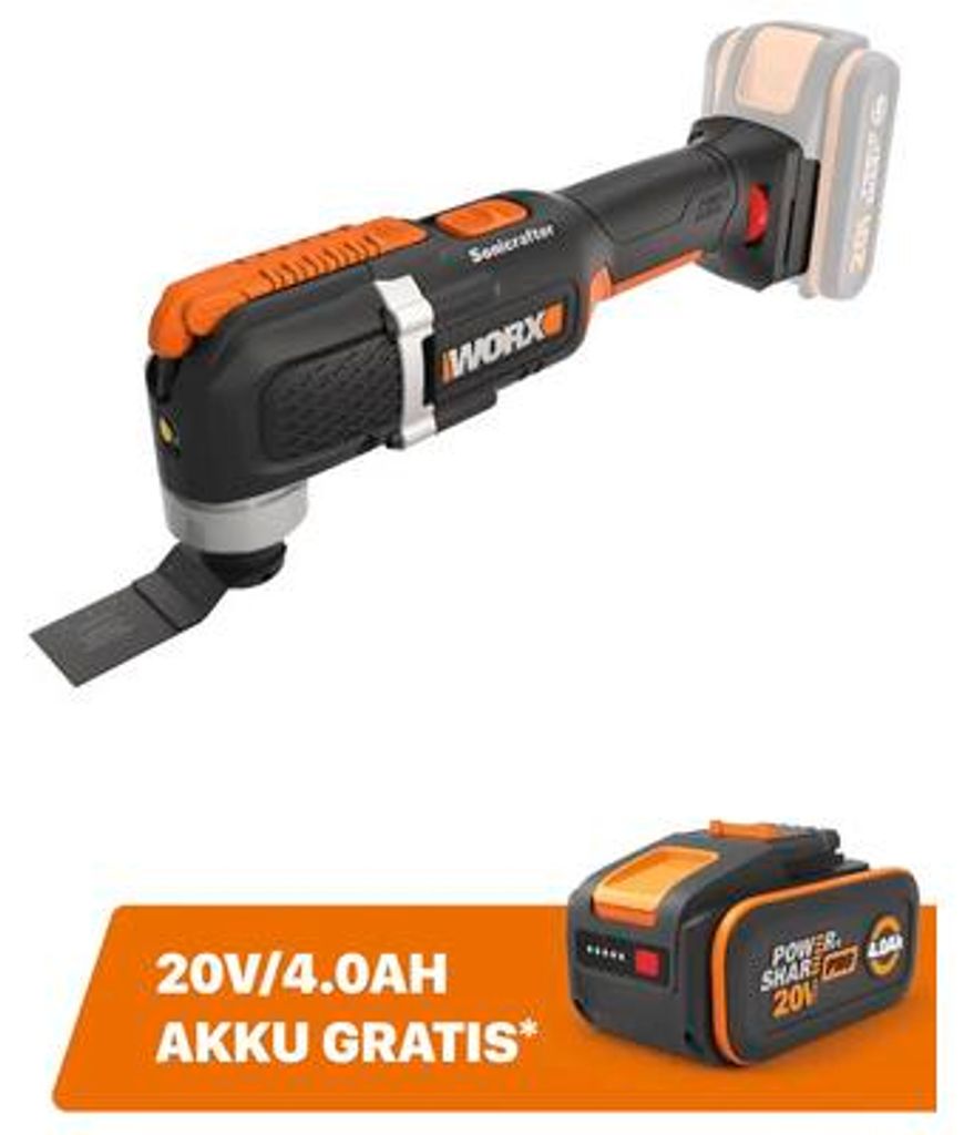 Worx WX696.9 Utensile multifunzione a batteria 20 V - senza Immagine del prodotto 
