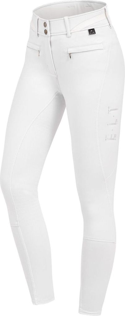 E.L.T Reithose Damen Full-Grip Maja Glam Curved High Waist Damenreithose Vollbesatz Weiß 38