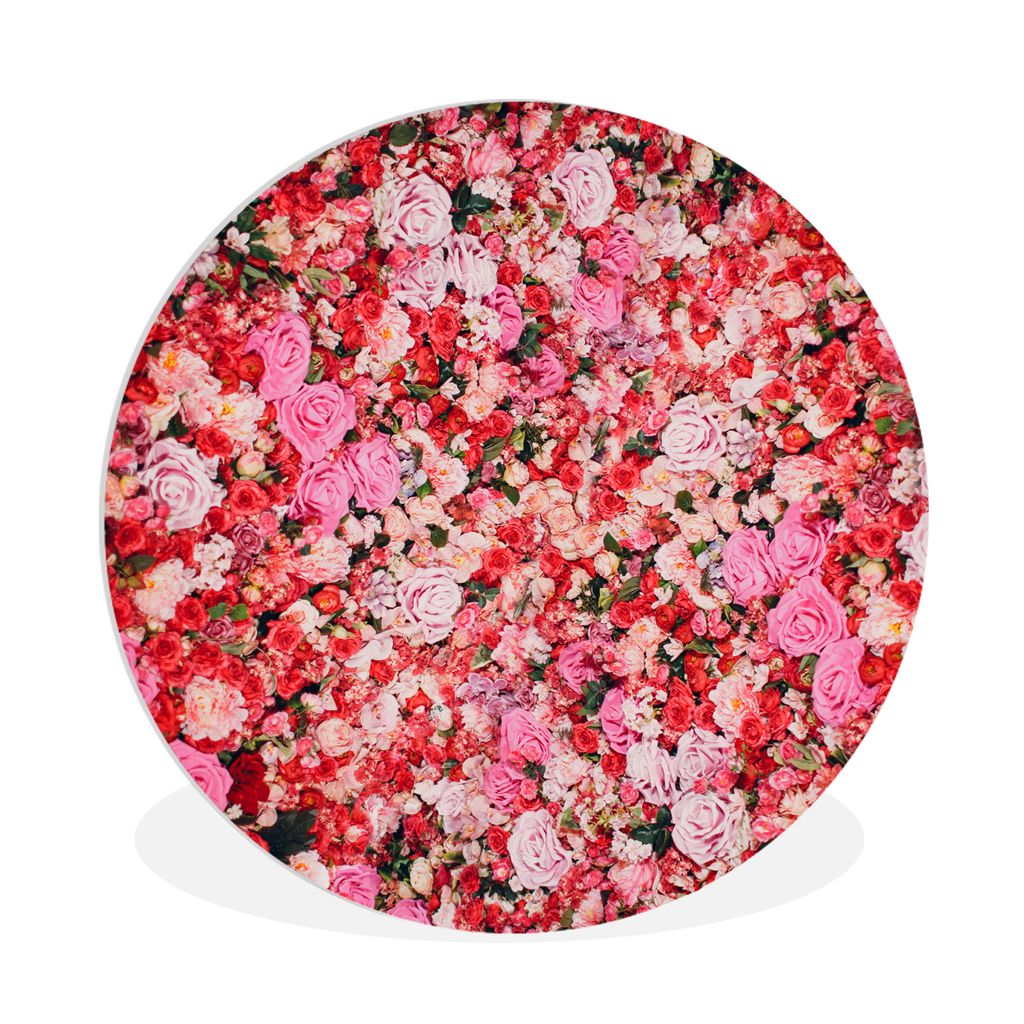 MuchoWow Rundes Wandbild - Runde Bilder Blumen - Farben - Rosen Ø 90 cm Kreis Wanddekoration Kunststoff - Wandkreis - Wandschmuck - Wand-Kreis -...