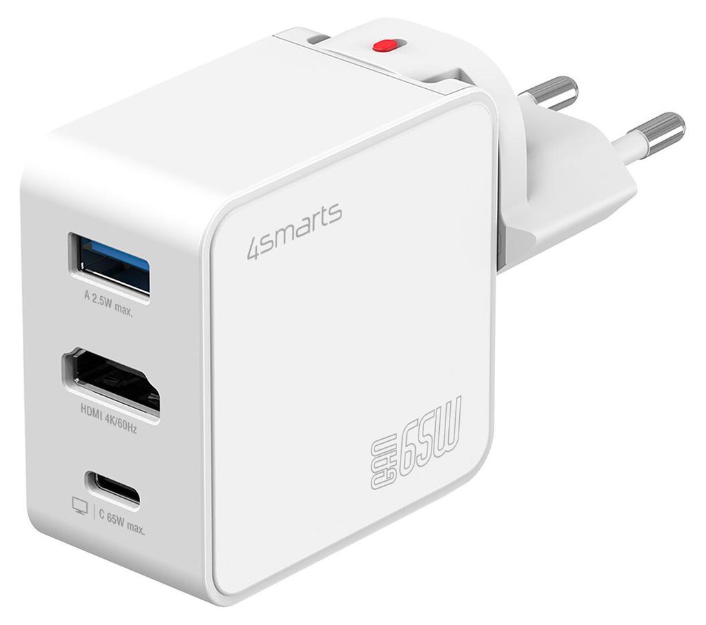 4smarts Netzladegerät GaN Flex HDMI 65W, weiß Produktbild 