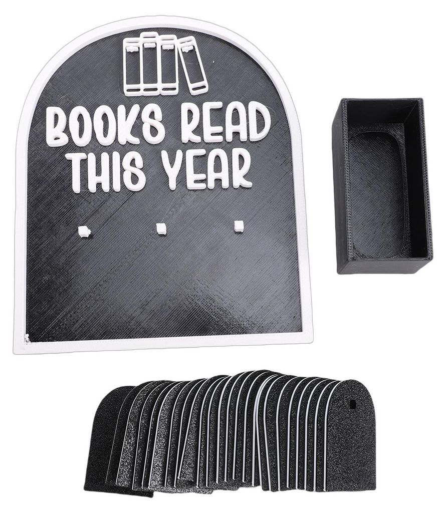 Bücherzähler für dieses Jahr, Schreibtisch-Tracker, Lesemeilenstein-Plakette, hübsche Regaldekoration, schwarz