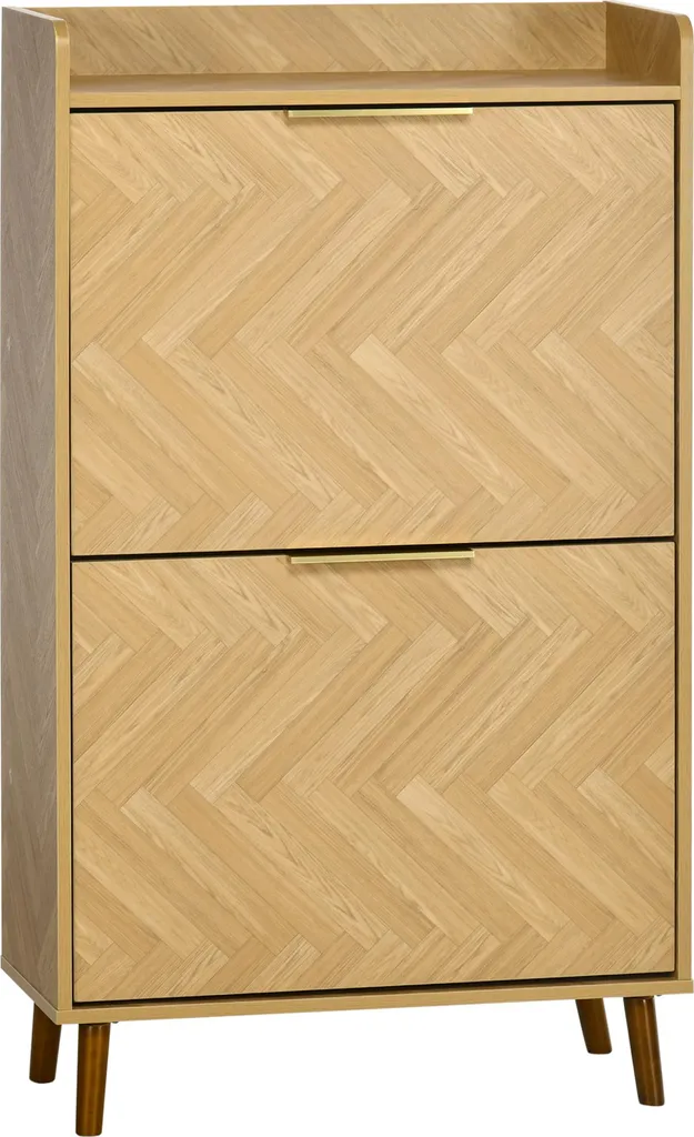 Armoire à chaussures style rétro avec 2 tiroirs basculants gain de place