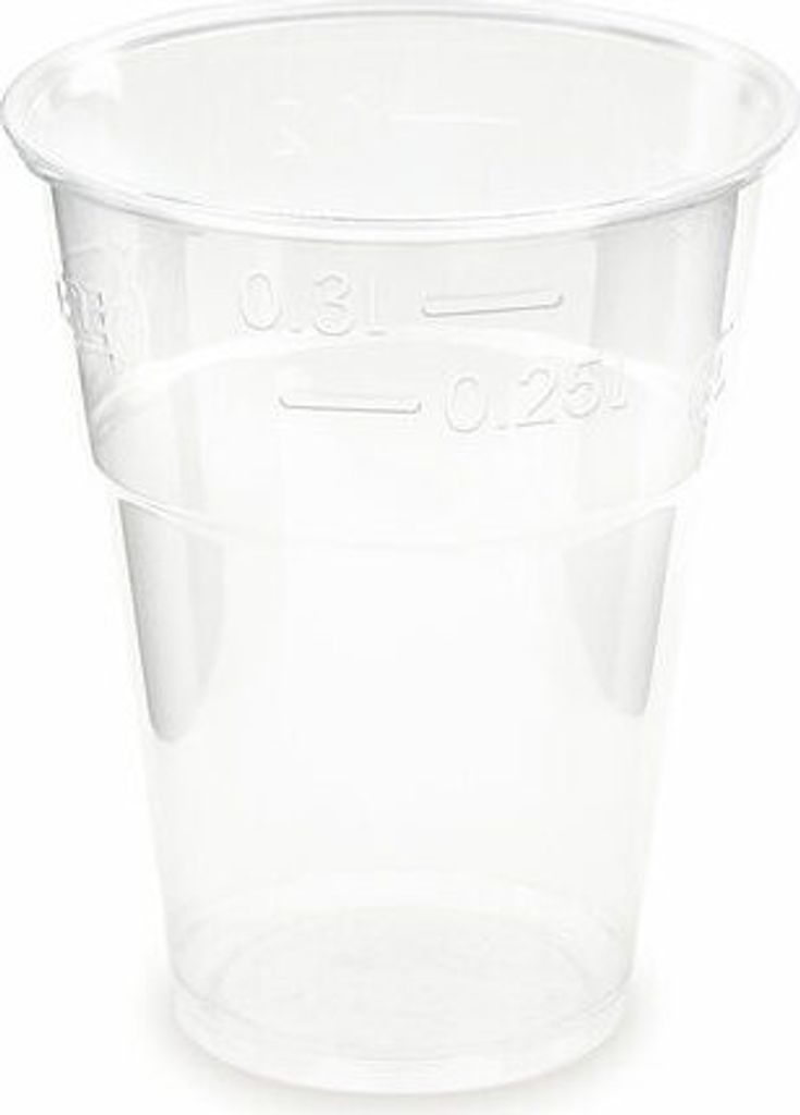 40x  Trinkbecher klar 300 ml 0,3 l Eichstrich Biokunststoff Produktbild 