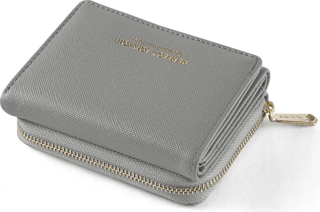 Porte-monnaie femme ANYWN gris foncé petite taille à fermeture zip