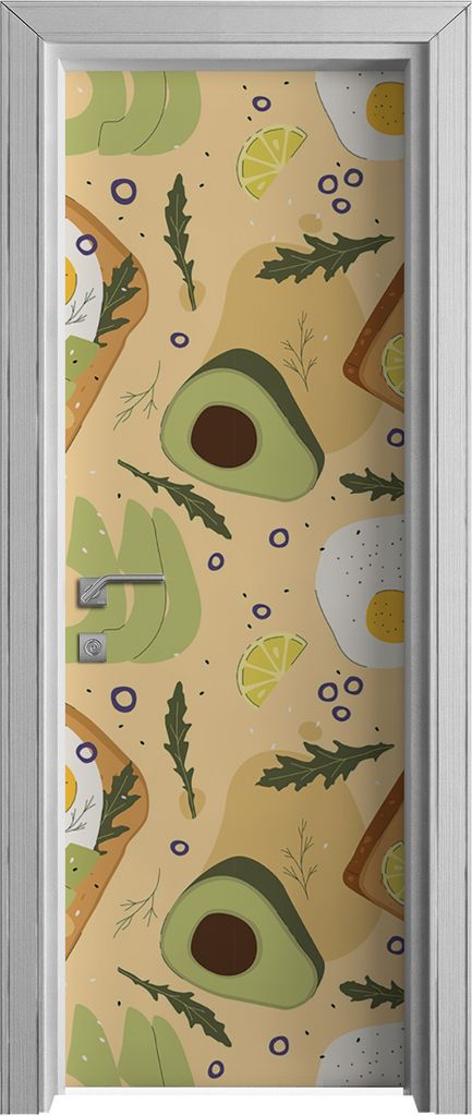 Tür Selbstklebende 70x210 cm Türfolie Türtapete Klebefolie - Brot Ei Rucola und Avocado